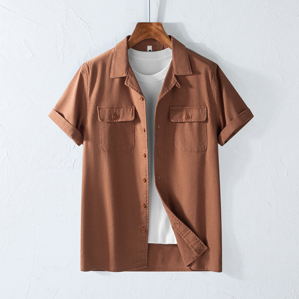 Men’s Retro Work Shirt – Breathable Lapel Casual Style