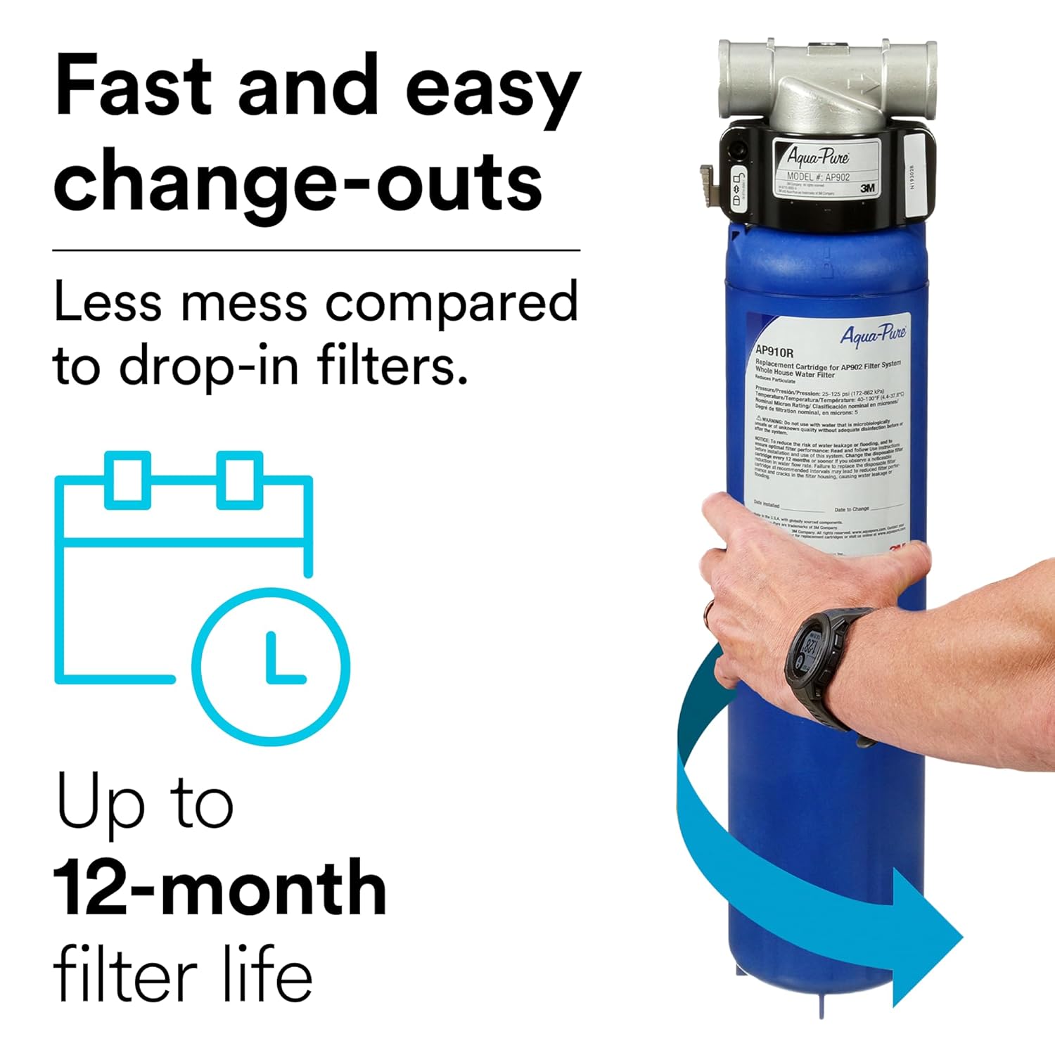 3M Aqua-Pure Whole House Sanitary Quick Change Water Filter System AP904, Reduces Sediment, Chlorine Taste and Odor - Image 7