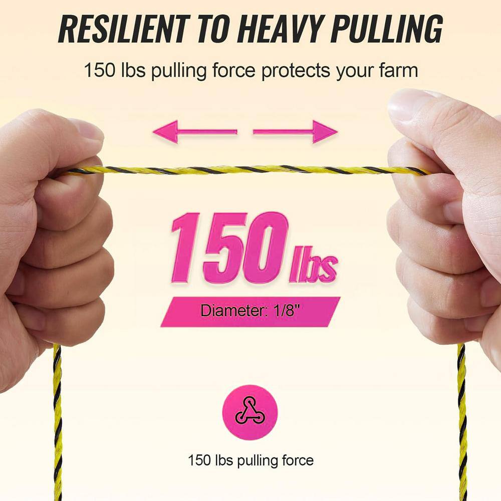 ATENGNES YD240599 3366 ft. Portable Polywire Electric Fence Wire 1/8″ Diameter 6 Stainless Steel Strands Fencing Rope Line for Livestock - Image 5