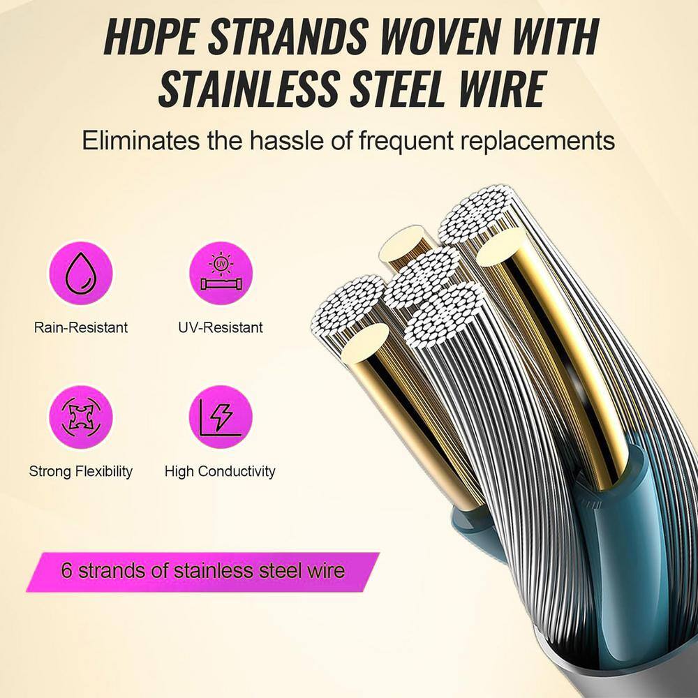 ATENGNES YD240599 3366 ft. Portable Polywire Electric Fence Wire 1/8″ Diameter 6 Stainless Steel Strands Fencing Rope Line for Livestock - Image 6