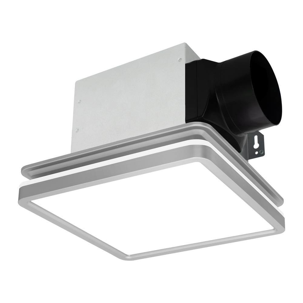 Akicon AK1314K2-S Bathroom Exhaust Fan with Light, Dimmable 3CCT LED Light with Night Light, 80 CFM, 2-Sones, Square, Silver