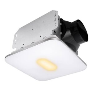 Akicon AK1390N1-S Decorative Silver Fan Speed 90 CFM Ceiling Bathroom Exhaust Fan with 18-Watt Dimmable 3CCT LED Light
