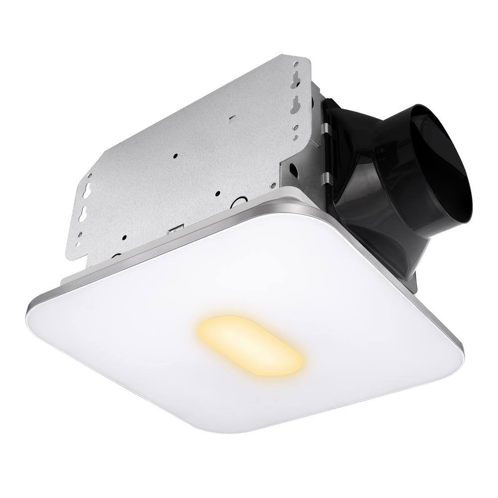 Akicon AK1390N1-S Decorative Silver Fan Speed 90 CFM Ceiling Bathroom Exhaust Fan with 18-Watt Dimmable 3CCT LED Light