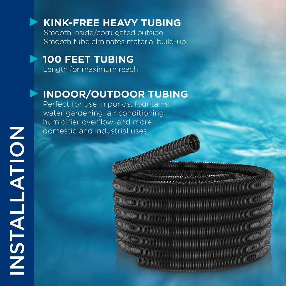 Alpine Corporation KFH114 1-1/4 in. I.D. x 100 ft. Multi-Use Pond Black Kink Free, Corrugated, Non-Kink Flexible PVC Tubing - Image 3