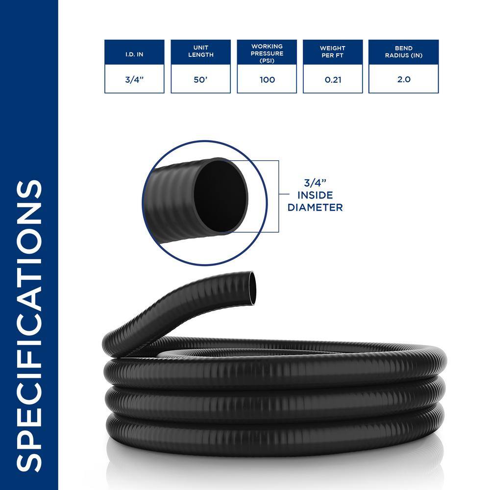 Alpine Corporation PH034BK-50 3/4 in. x 50 ft. Schedule 40 Black PVC Ultra Flexible Hose for Koi Ponds, Irrigation, Water Gardens and More - Image 3