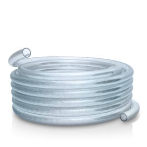 Alpine Corporation VR058 5/8 in. I.D. x 100 ft. Clear Braided High Pressure, Heavy Duty Reinforced PVC Vinyl Tubing for All Applications