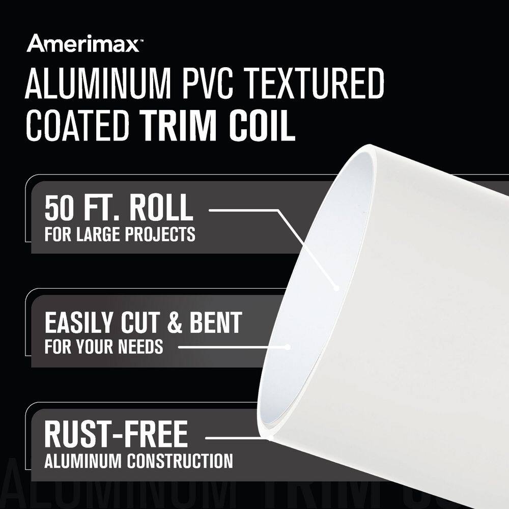 Amerimax Home Products 6912458 24 in. x 50 ft. Bright White Aluminum PVC Textured Coated Trim Coil - Image 3