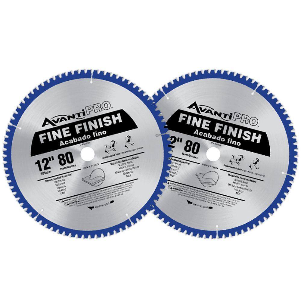Avanti Pro P128080PP 12 in. x 80-Tooth Fine Finish Circular Saw Blade (2-Pack)