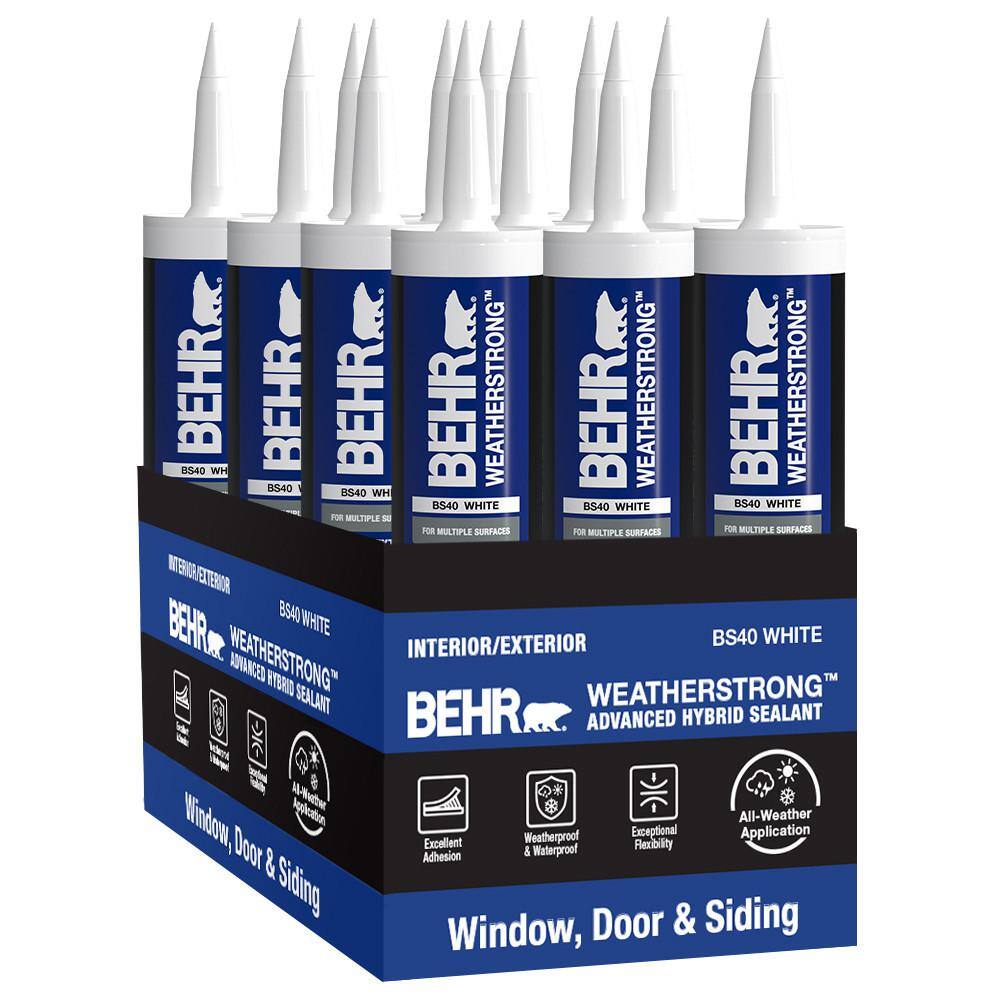 BEHR BS4011CS Weatherstrong 9.5 fl. oz. White Interior/Exterior Window and Door Advanced Hybrid Polymer Sealant (12-Pack)