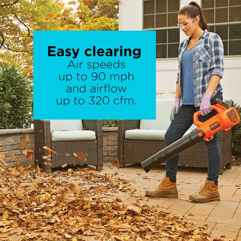 BLACK+DECKER BCBL700D1 20V MAX 90 MPH 320 CFM Cordless Battery Powered Handheld Leaf Blower Kit with (1) 2Ah Battery & Charger - Image 3