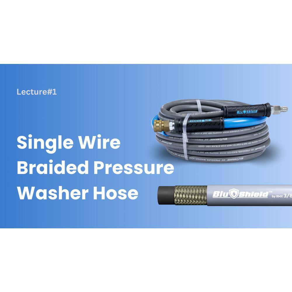 BLU SHIELD PWSW3850 3/8 in. x 50 ft. 4000 PSI Rubber Pressure Washer Hose, Non-Marking - Image 4