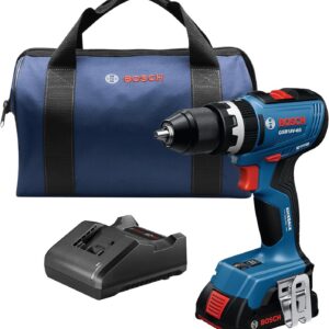 BOSCH GSB18V-65B12 1/2 In. Brushless Hammer Drill/Driver Kit – 575 In.-Lbs. Max Torque, Switchable KickBack Control, Rapid Mode Selector, Dual LED Worklights, Battery and Charger Kit Included