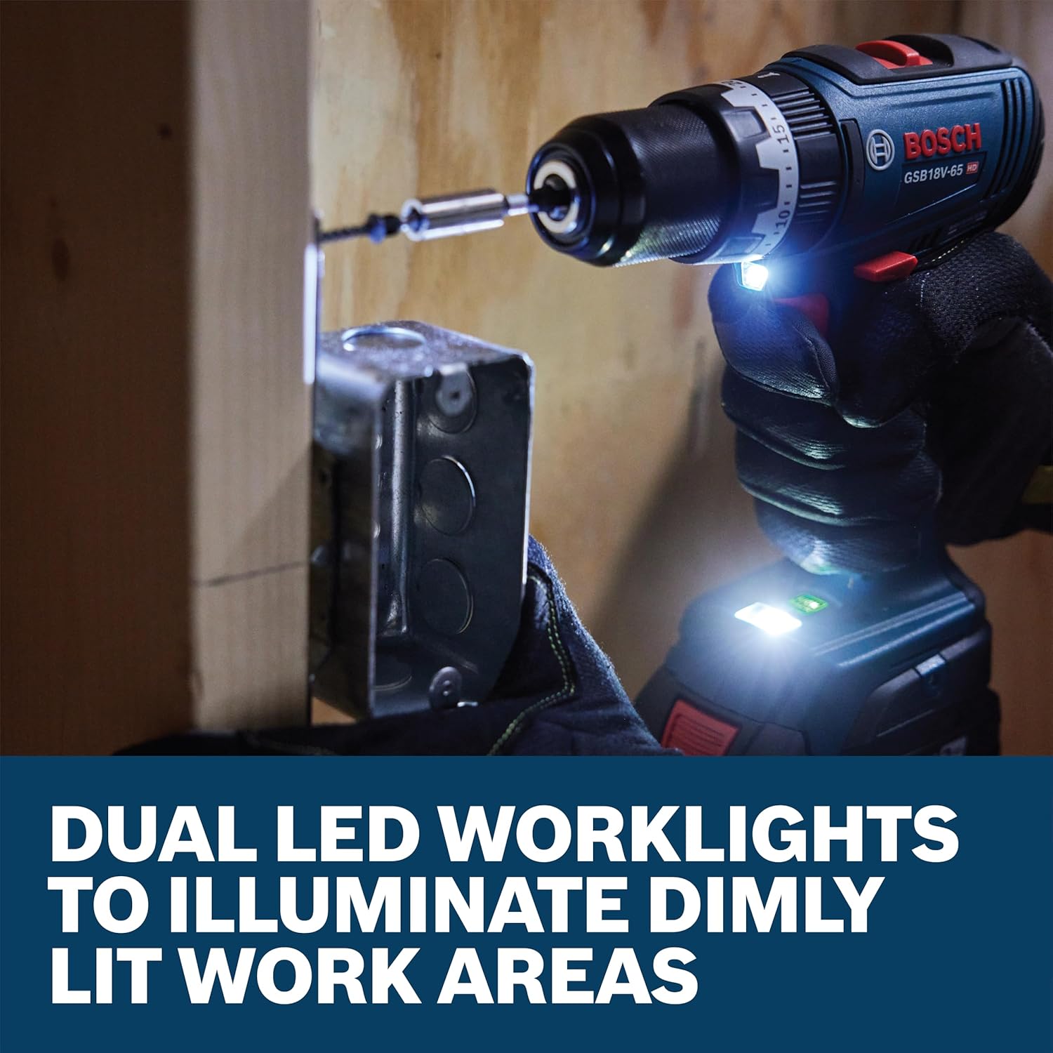 BOSCH GSB18V-65B12 1/2 In. Brushless Hammer Drill/Driver Kit – 575 In.-Lbs. Max Torque, Switchable KickBack Control, Rapid Mode Selector, Dual LED Worklights, Battery and Charger Kit Included - Image 6