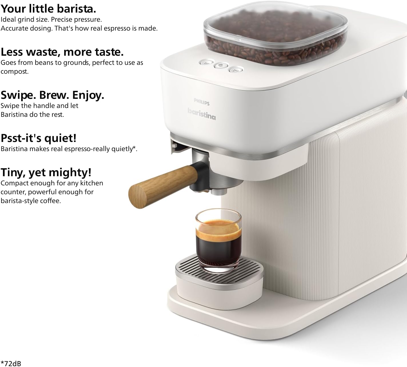 Philips BAR302/20 Baristina Espresso Machine – Real espresso, made simple. Compact coffee machine - Image 4