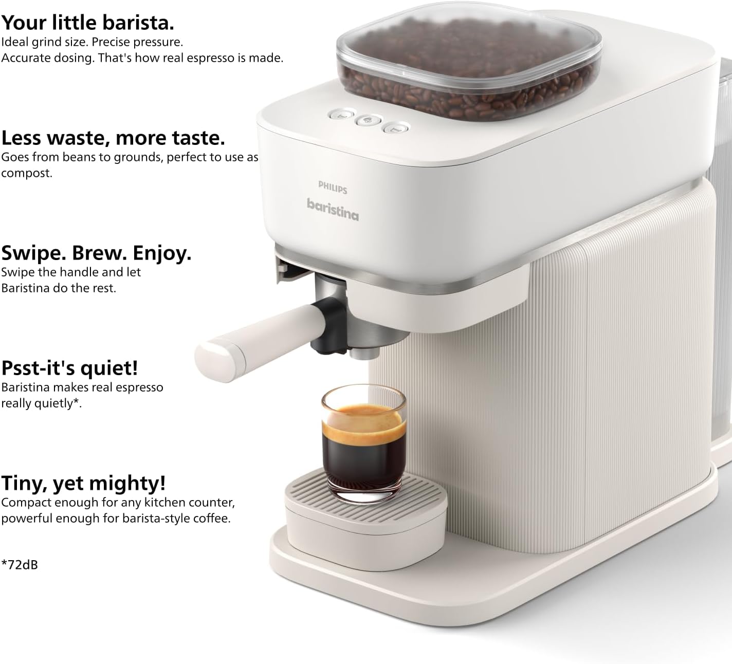 Philips BAR303/00 Baristina Espresso Machine+Milk Frother Bundle. Real espresso. Compact coffee machine,portafilter - Image 3