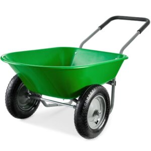 Best Choice Products SKY7887 5 cu. ft. Bright Green Plastic Wheelbarrow with Padded Handles