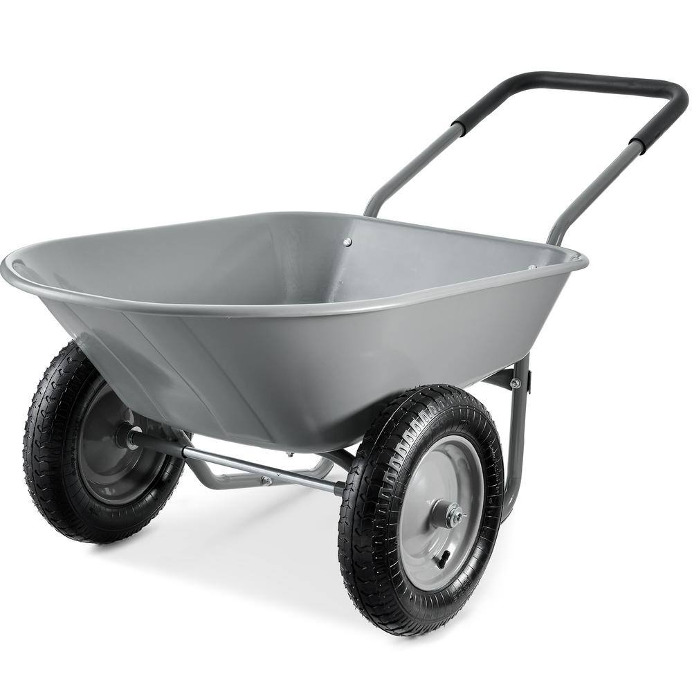 Best Choice Products SKY7890 5 cu. ft. Gray Plastic Wheelbarrow with Padded Handles