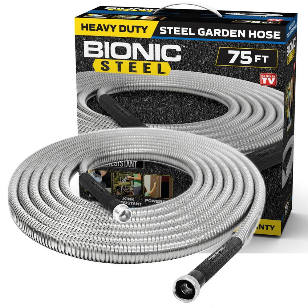Bionic Steel 1583 5/8 in. Dia. x 75 ft. Heavy-Duty Stainless Steel Garden Hose