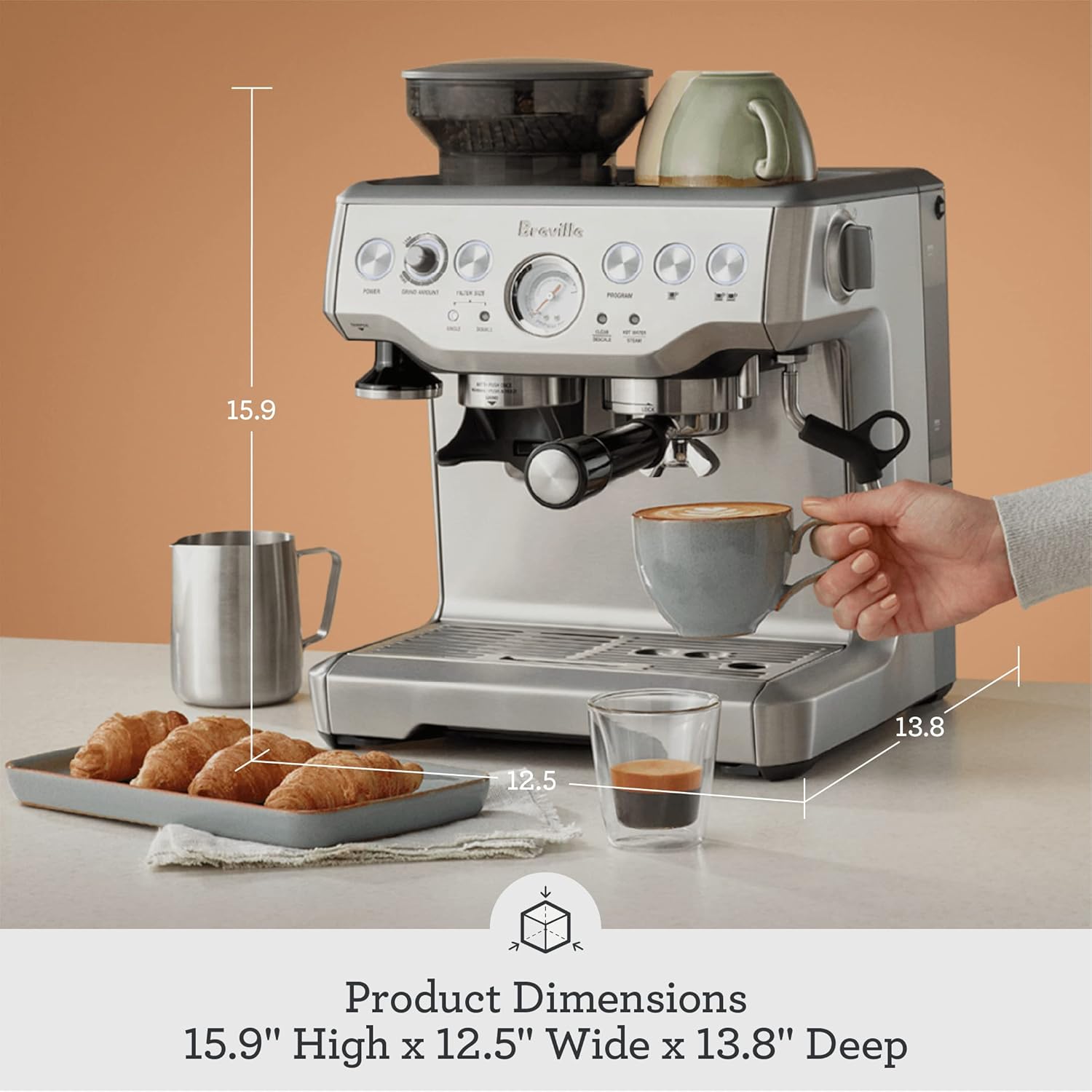 Breville BES870XL Barista Express Espresso Machine, Brushed Stainless Steel - Image 9