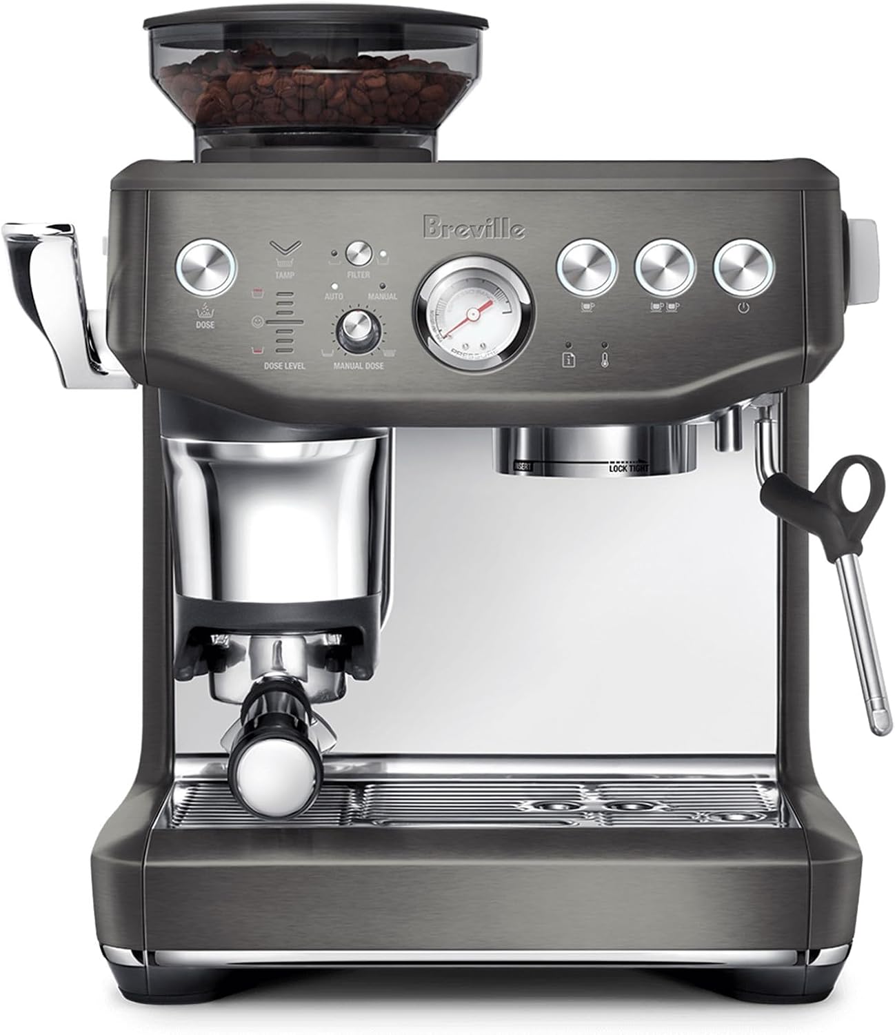 Breville BES876BST1BNA1 Barista Express Espresso Machine Impress, Black Stainless Steel