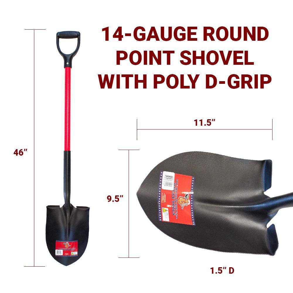 Bully Tools 82510 14-Gauge Round Point Shovel with Fiberglass D-Grip Handle - Image 5