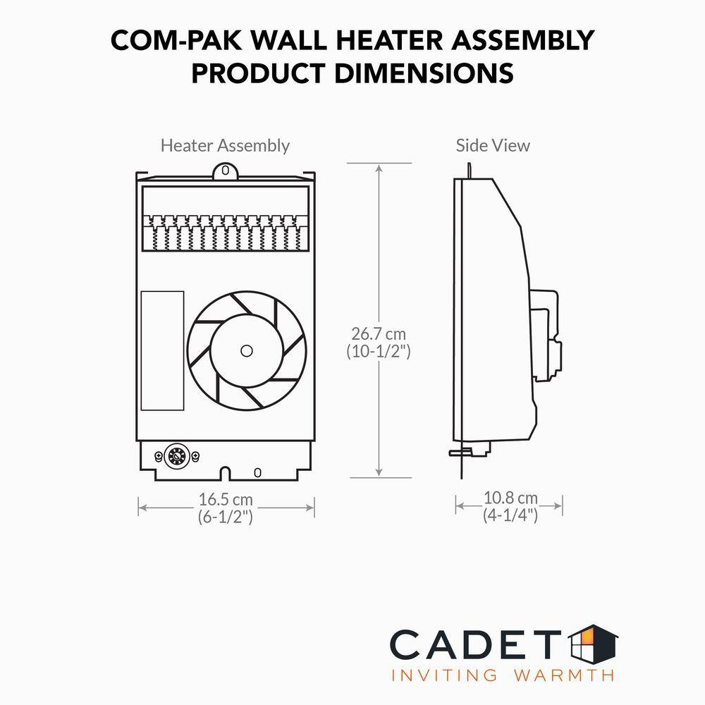 Cadet CS072 240-volt 750-watt Com-Pak In-wall Fan-forced Replacement Electric Heater Assembly - Image 6