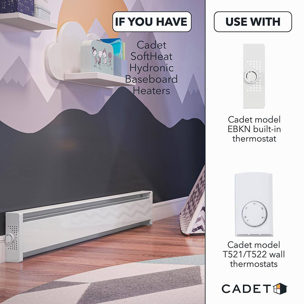 Cadet EBHN1500W 83 in. 240/208-volt 1,500/1,125-watt SoftHeat Hydronic Electric Baseboard Heater in White - Image 5