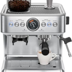 Chefman RJ54-G-SS-AM Crema Supreme 15 Bar Espresso Machine with Milk Frother, Barista Steam Wand, Professional Coffee Maker