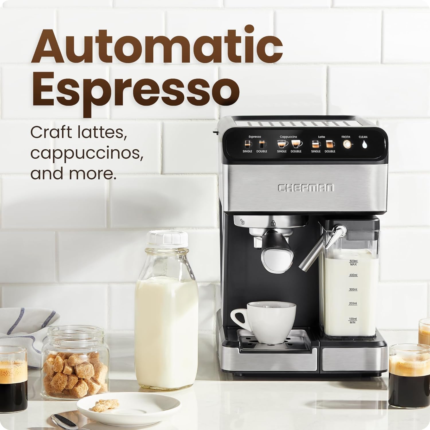 Chefman RJ54-I-SV-AM CaféMaster Pro Espresso Machine, Brew Single or Double Shots, Coffee Maker - Image 2