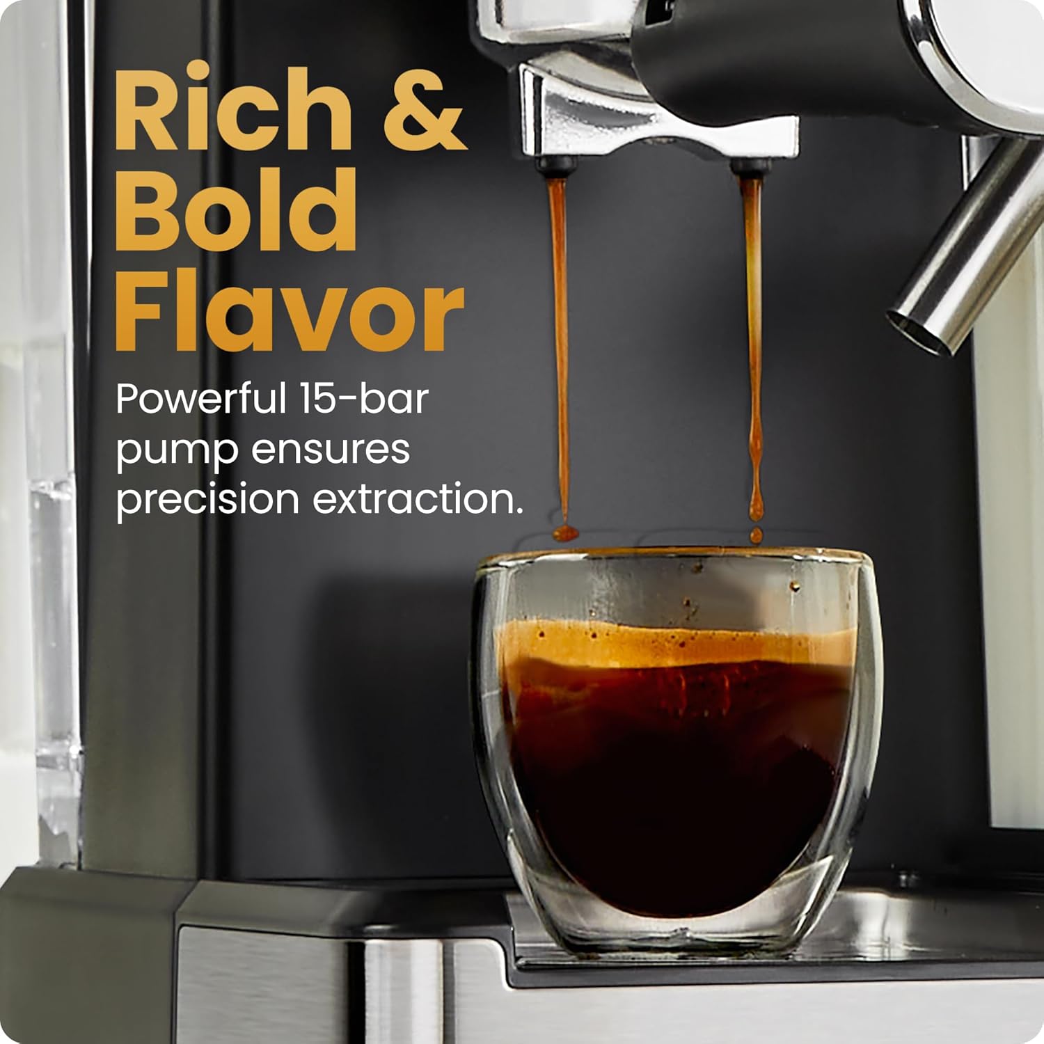 Chefman RJ54-I-SV-AM CaféMaster Pro Espresso Machine, Brew Single or Double Shots, Coffee Maker - Image 8