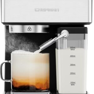 Chefman RJ54-I-SV-AM CaféMaster Pro Espresso Machine, Brew Single or Double Shots, Coffee Maker