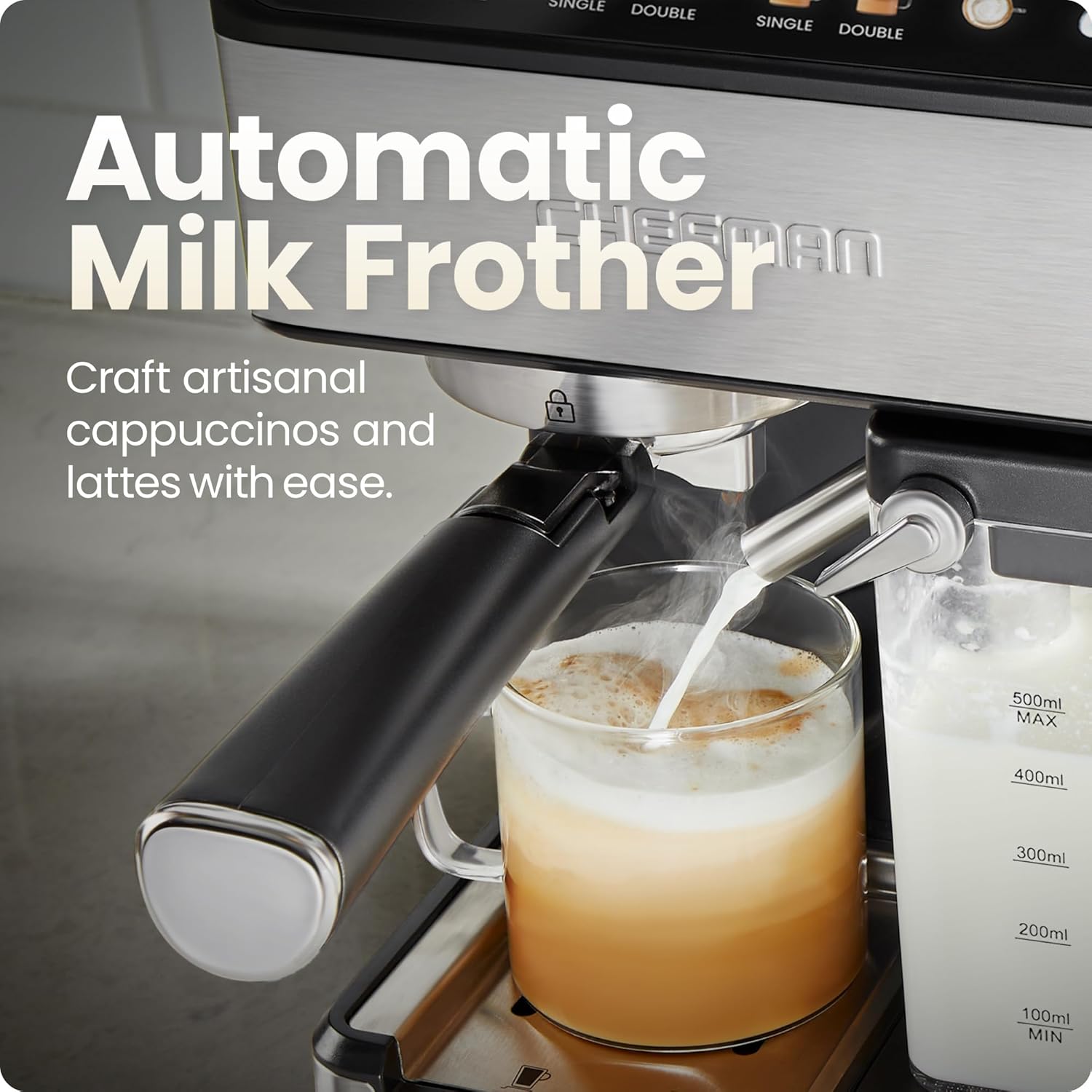Chefman RJ54-I-SV-AM CaféMaster Pro Espresso Machine, Brew Single or Double Shots, Coffee Maker - Image 6