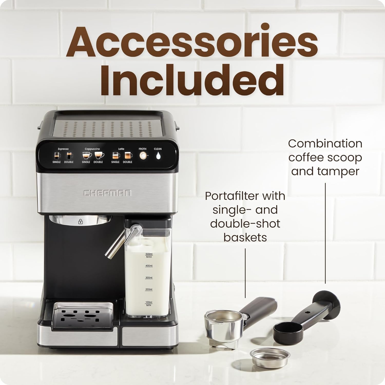 Chefman RJ54-I-SV-AM CaféMaster Pro Espresso Machine, Brew Single or Double Shots, Coffee Maker - Image 5