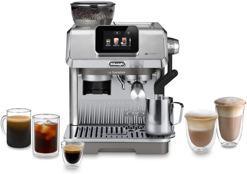 De’Longhi EC9455M La Specialista Touch Espresso Machine with Grinder & Milk Frother – Cold Brew & Iced Coffee Maker