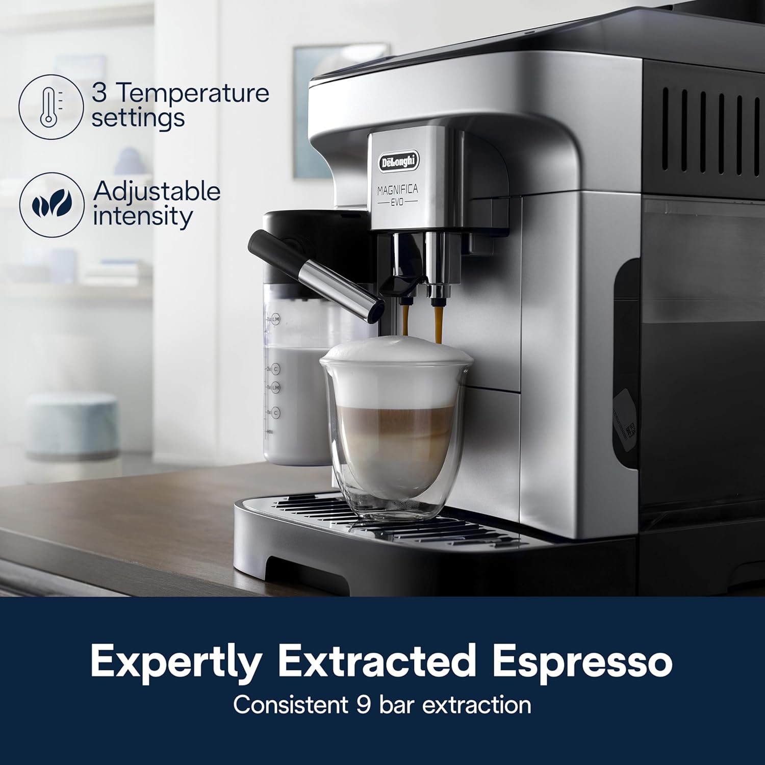 De’Longhi ECAM29084SB Magnifica Evo Automatic Espresso & Coffee Machine with Auto Milk Frother, Silver - Image 6