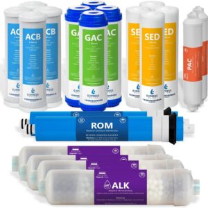 Express Water FLTSETALK205Q 2 Years Alkaline Reverse Osmosis System Replacement Filter Setm 20 Filters with 50 GPD RO Membrane