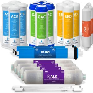Express Water FLTSETALKUV2210Q 2 Year Reverse Osmosis System Filter Set, 22 Filters with 100 GPD RO Membrane