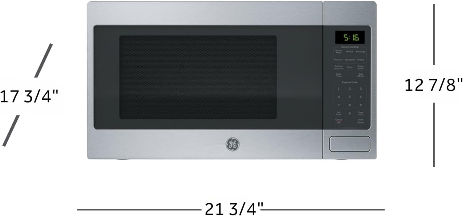 GE GCST16S1WSS Countertop Microwave Oven, 1,150-watt Capacity, 1.6 Cubic Ft., 8 Auto Setting Cooking Settings, Stainless Steel - Image 7