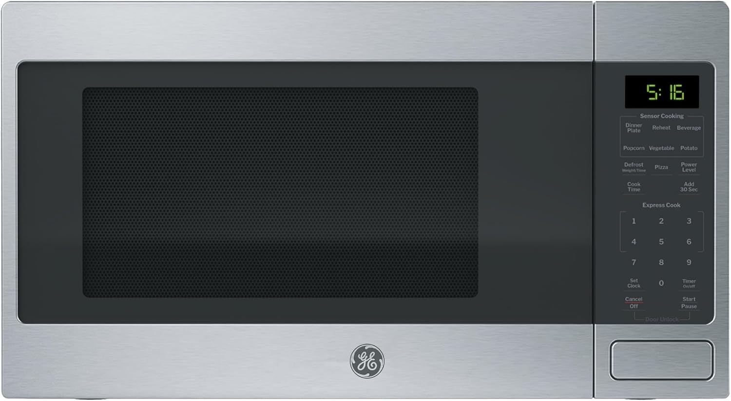 GE GCST16S1WSS Countertop Microwave Oven, 1,150-watt Capacity, 1.6 Cubic Ft., 8 Auto Setting Cooking Settings, Stainless Steel