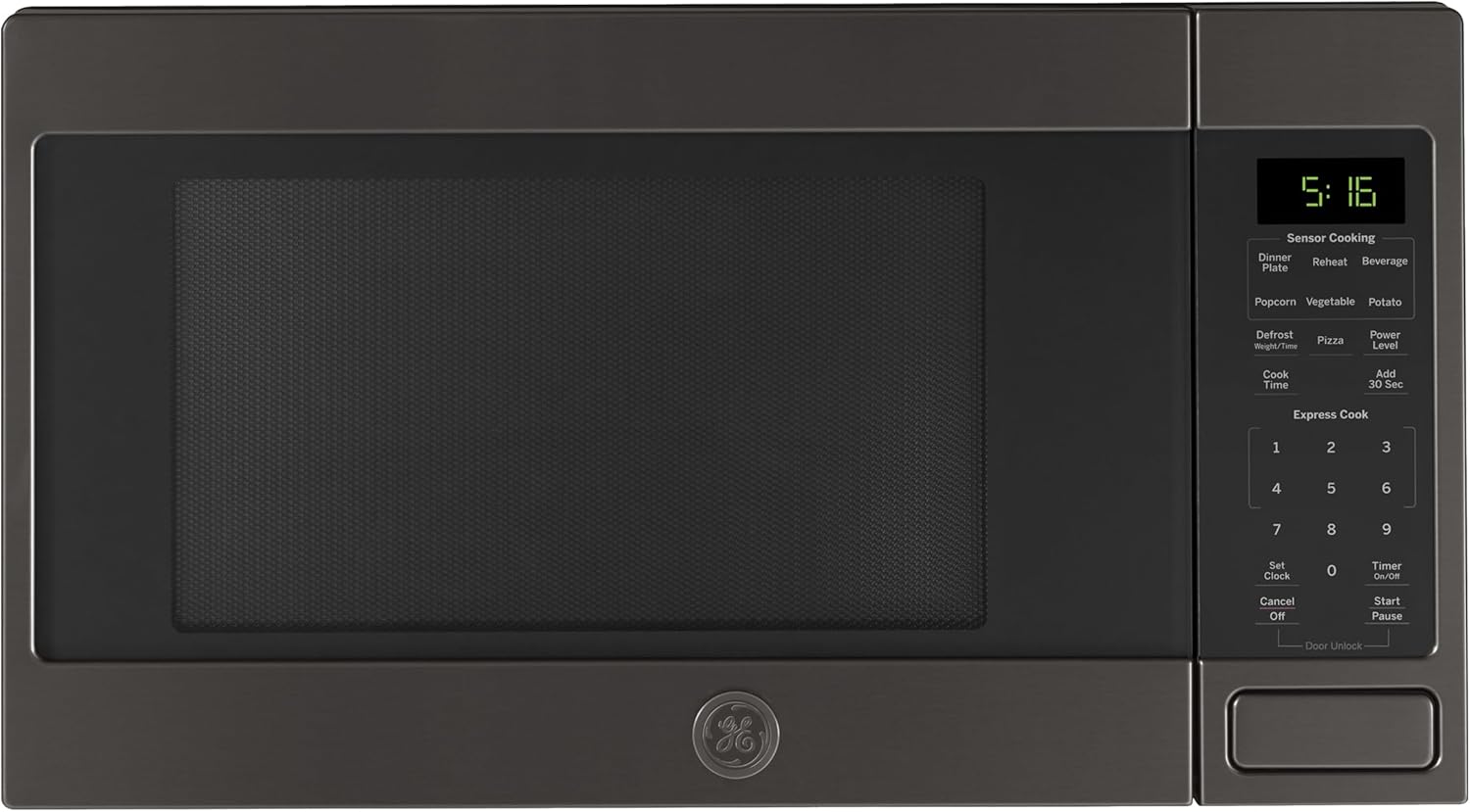 GE GCST16S1WTS Countertop Microwave Oven, 1,150-watt Capacity, 1.6 Cubic Ft., 8 Auto Cooking Settings, Child-Lock Technology
