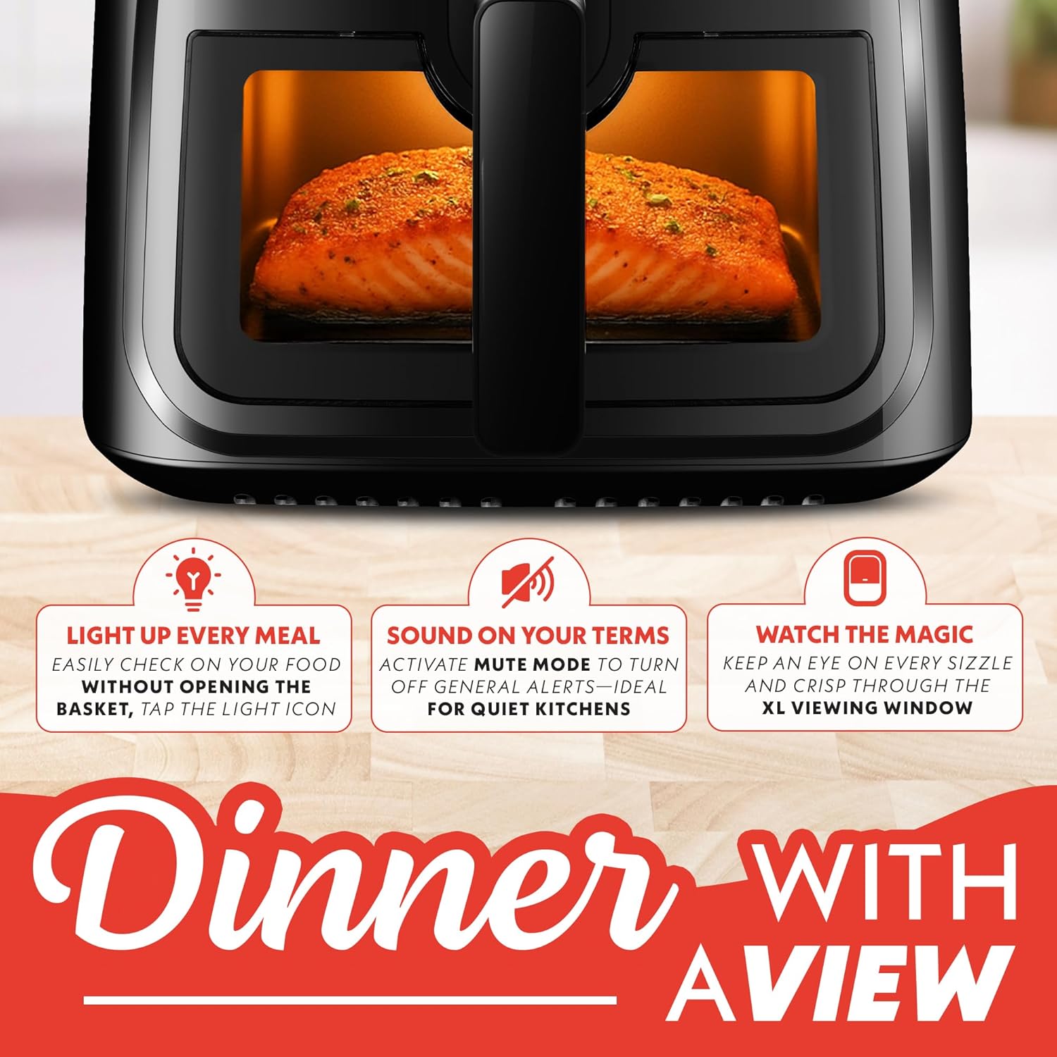 Gourmia GAF823B 8 Qt Air Fryer, 8 Presets with Digital Display, FryForce 360° Technology, Easy View Window & Interior Light, Black - Image 7