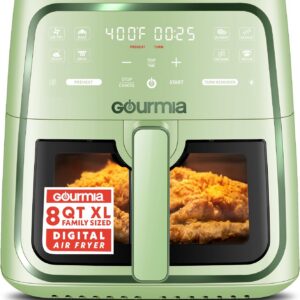 Gourmia GAF823G 8 Qt Air Fryer, 8 Presets with Digital Display, FryForce 360° Technology, Green