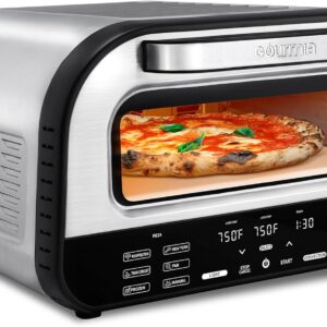 Gourmia GPM1270A Indoor Pizza Oven Air Fryer Toaster – 1800W Countertop Multi-Cooker with Pizza Stone, Digital Controls & 6 Presets, Stainless Steel