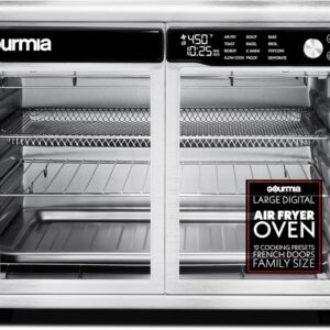 Gourmia GTF3588S French Door Air Fryer Oven – 37 Qt Large Capacity Convection Toaster Oven, FryForce 360°, Stainless Steel