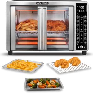 Gourmia GTF7655 French Door Air Fryer – 25 Qt Large Capacity Convection Oven, Fryfroce 360°, Digital Display