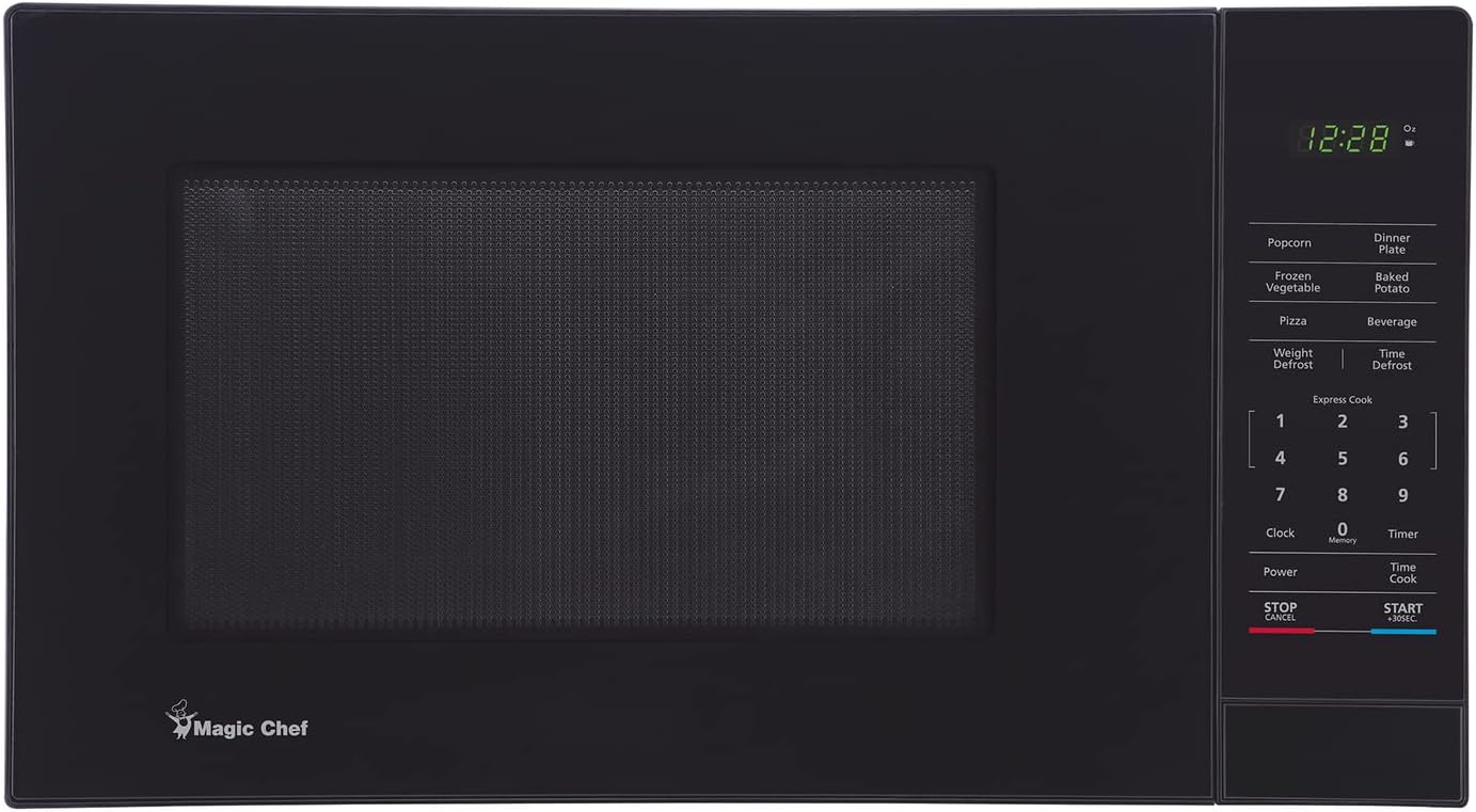 Magic Chef MC110MB Compact Countertop Microwave Oven, 1000 Watts, Black, 1.1 Cu. Ft.