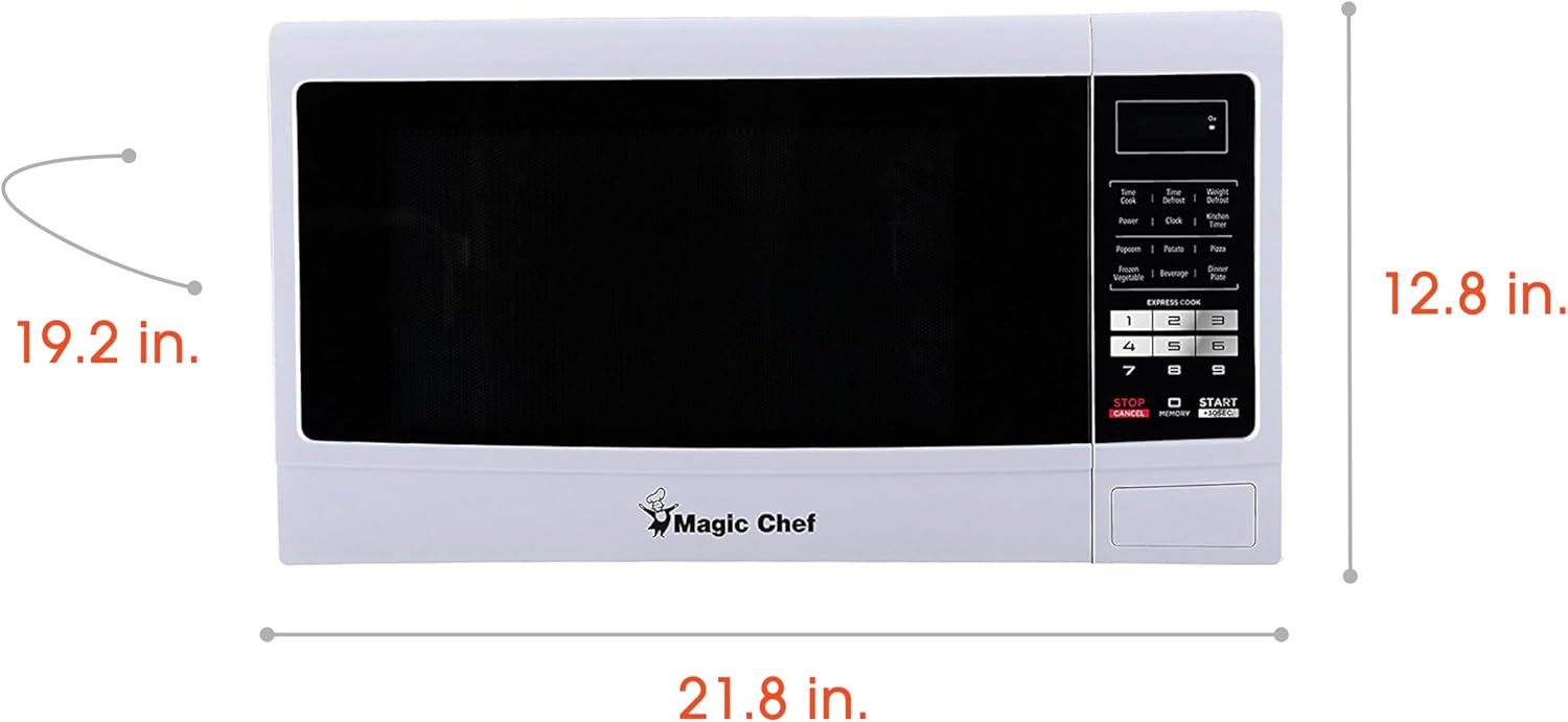Magic Chef MCM1611W Countertop Microwave Oven, Small and Compact, 1100 Watt, 1.6 Cu Ft, White - Image 3