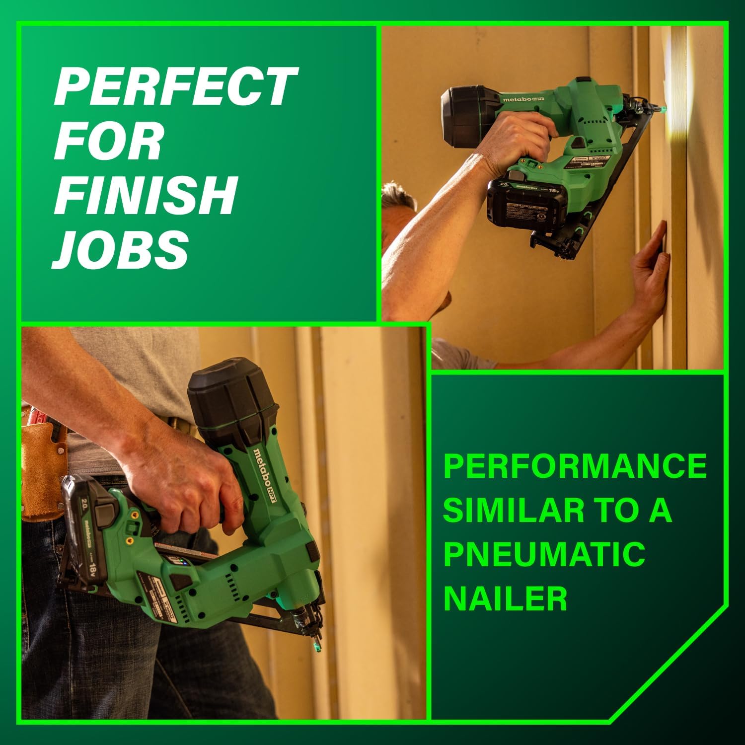 Metabo HPT NT1865DAA 18V MultiVolt Brushless Pro 15-GA Angled Finish Nailer Kit, 15 Gauge Finish Nailer - Image 13