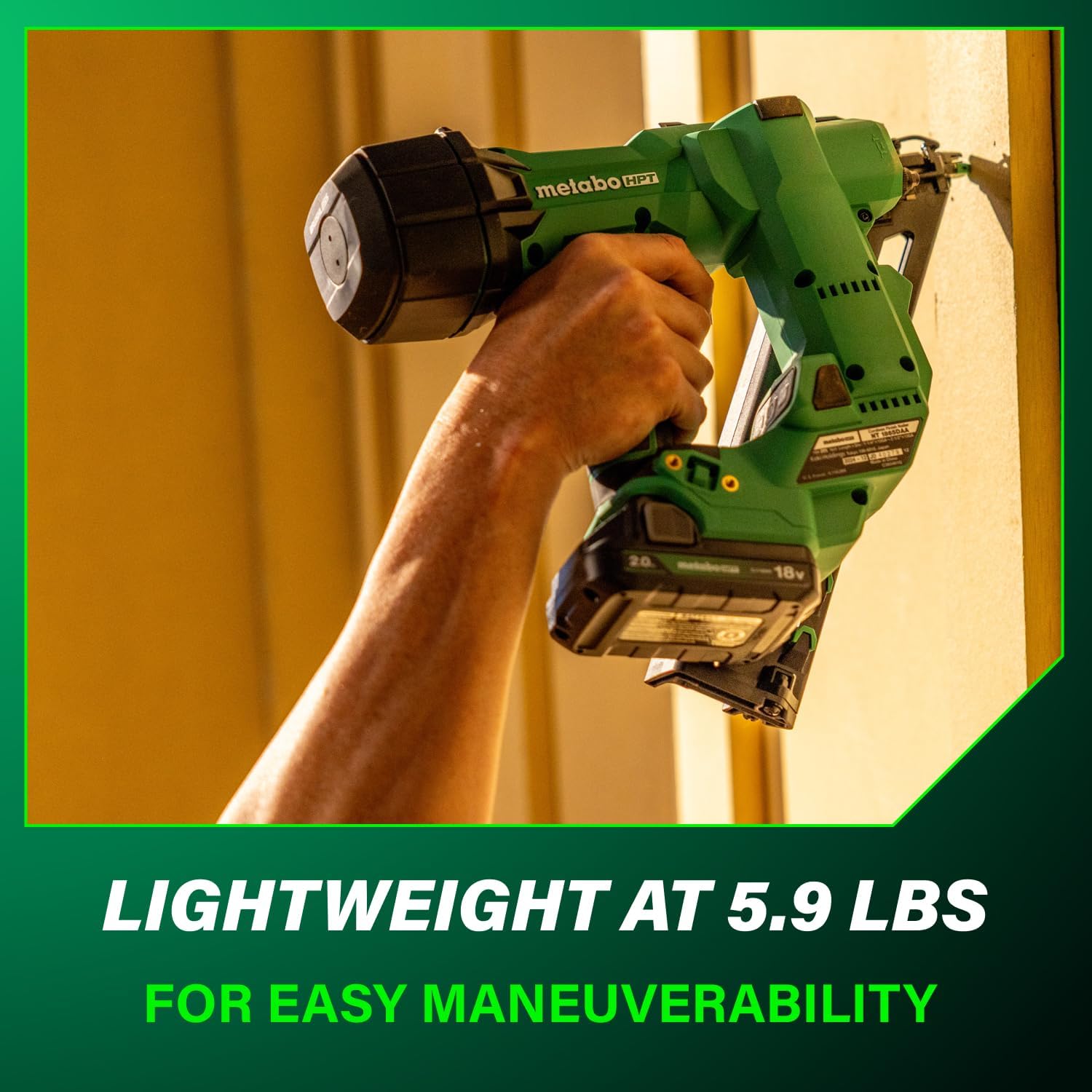 Metabo HPT NT1865DAA 18V MultiVolt Brushless Pro 15-GA Angled Finish Nailer Kit, 15 Gauge Finish Nailer - Image 11
