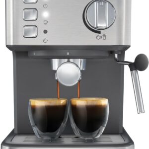 Mr. Coffee 2213533 Compact Espresso Maker, Espresso Machine With Steam Wand, 15-Bar Pump Automatic Espresso Machine